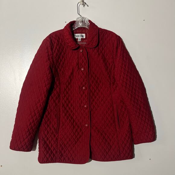 Marvin Richard’s Diamond Quilted Red Button Up Coat Jacket Women’s Medium - Picture 1 of 8
